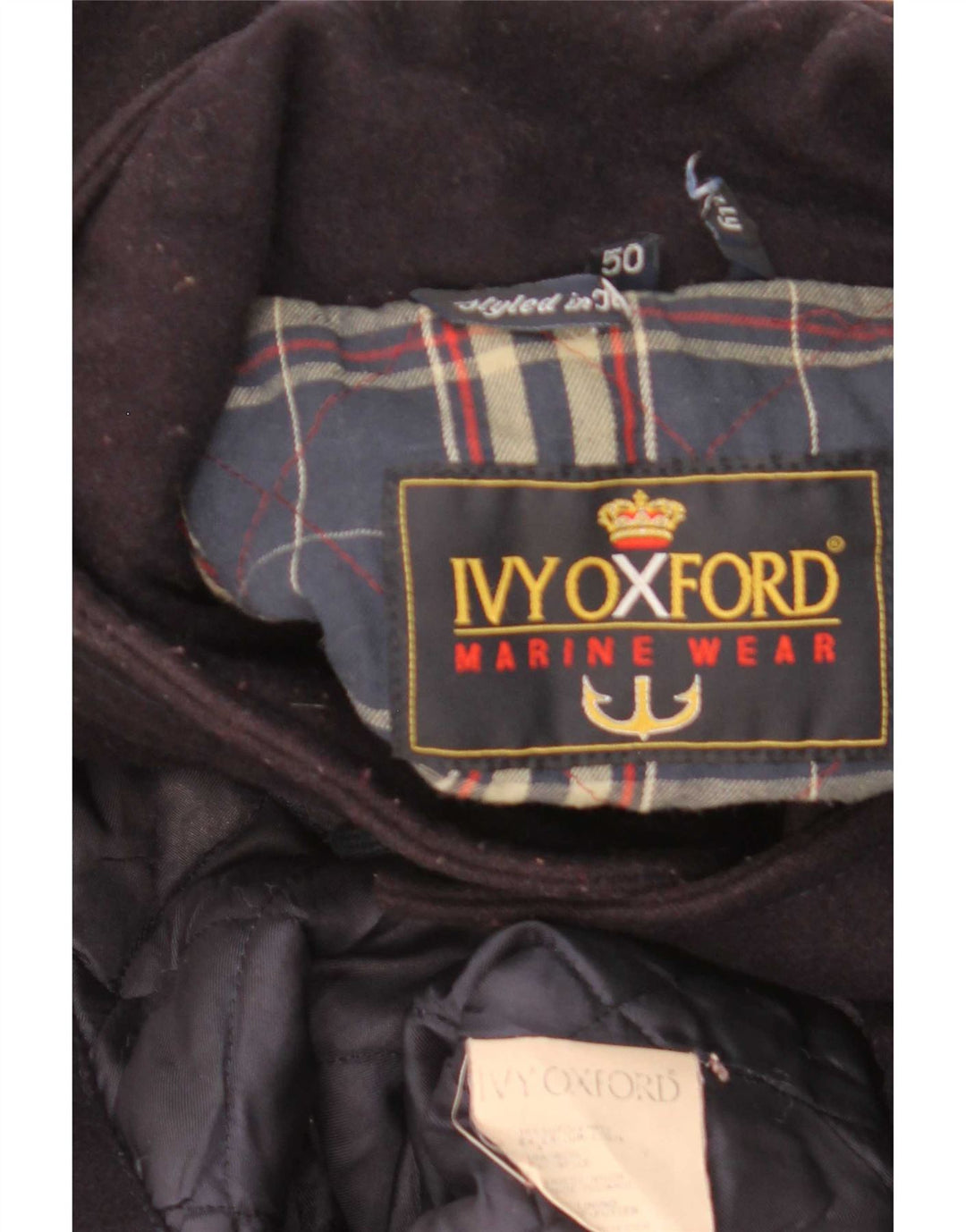 Abrigo Ivy Oxford para hombre IT 50 grande lana azul marino