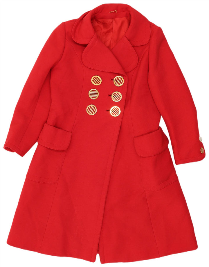 Vintage mujer doble pecho abrigo Reino Unido 12 rojo medio
