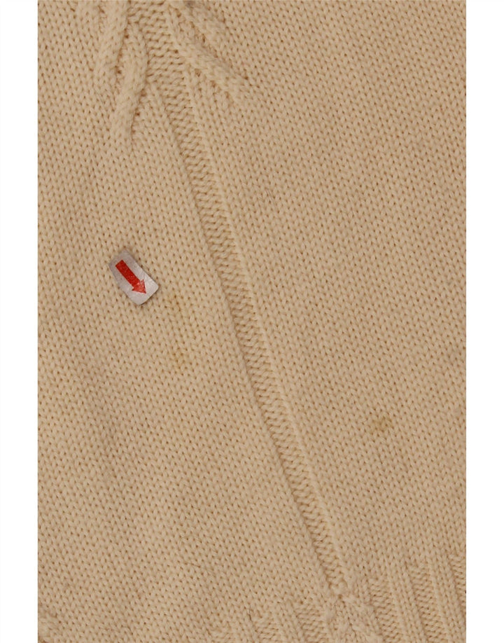 FRANCESCA Suéter tipo jersey con cuello vuelto para mujer UK 16 Large Beige New Wool