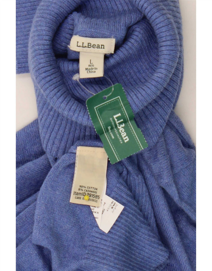 L.L.Bean - Jersey con cuello vuelto para hombre, talla grande, algodón azul