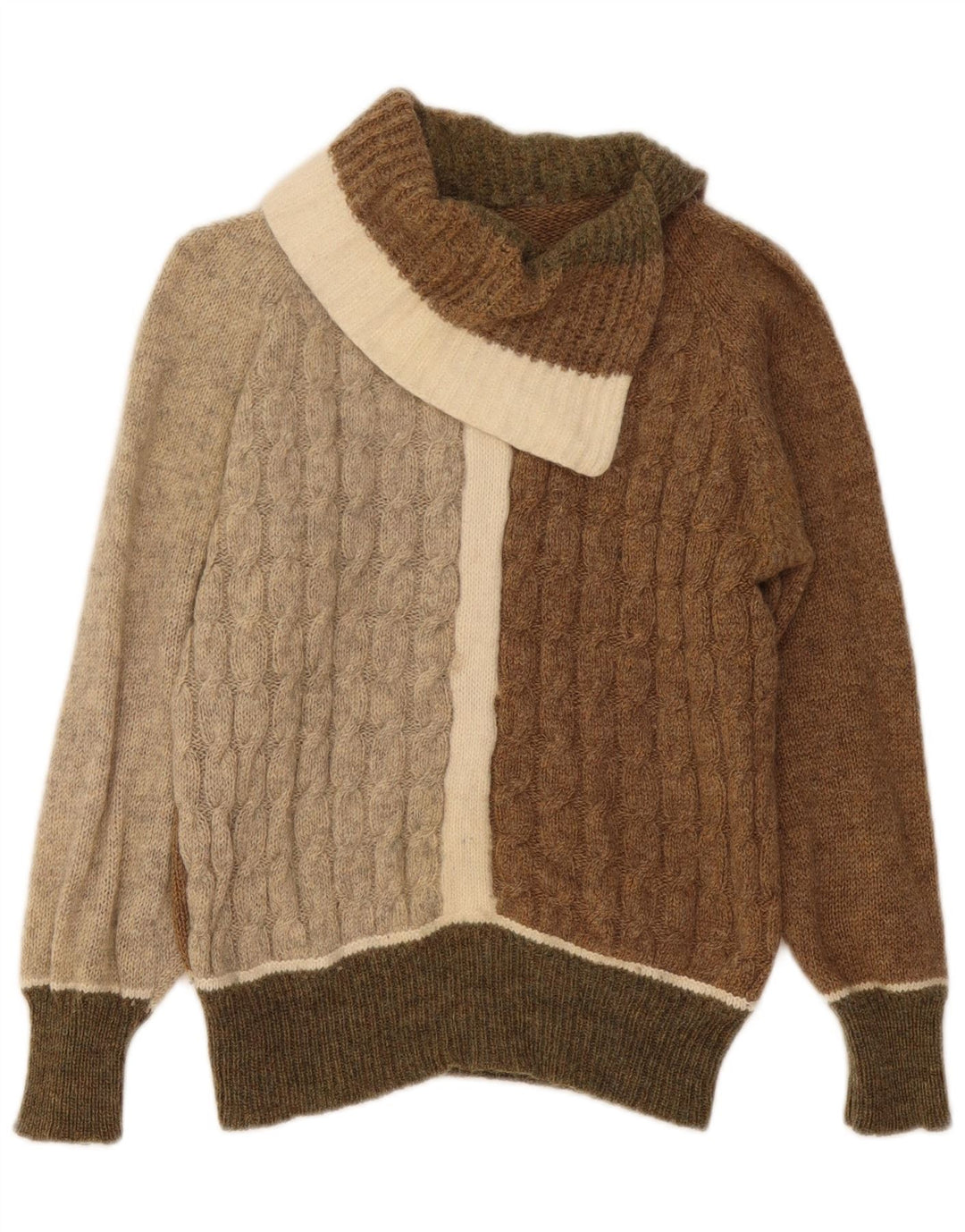 VINTAGE Mujer Chal Cuello Jersey Suéter Reino Unido 12 Medio Multicolor
