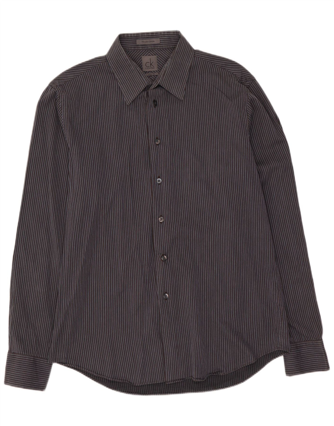 CALVIN KLEIN Camisa slim fit para hombre Talla 41 16 Algodón a rayas gris grande