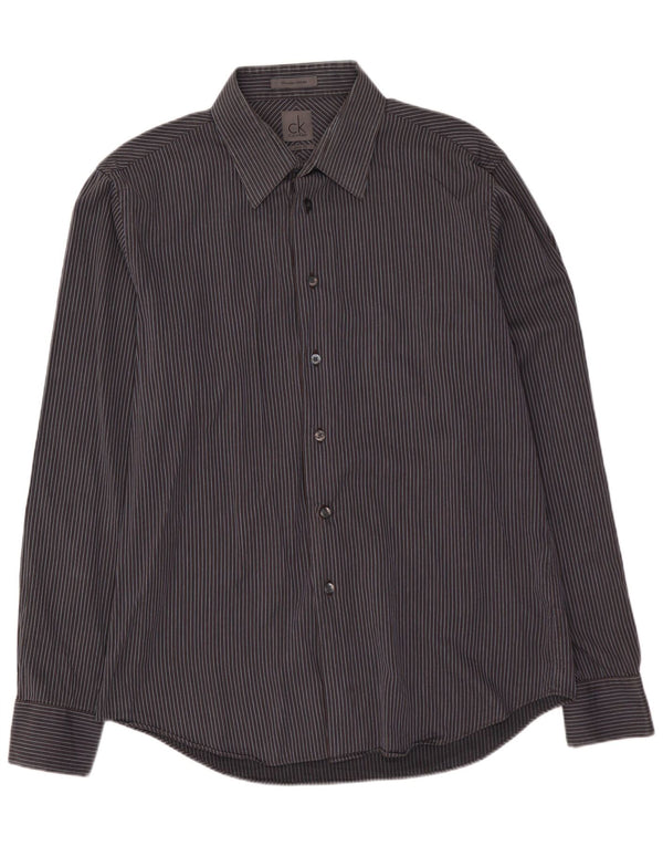 CALVIN KLEIN Camisa slim fit para hombre Talla 41 16 Algodón a rayas gris grande