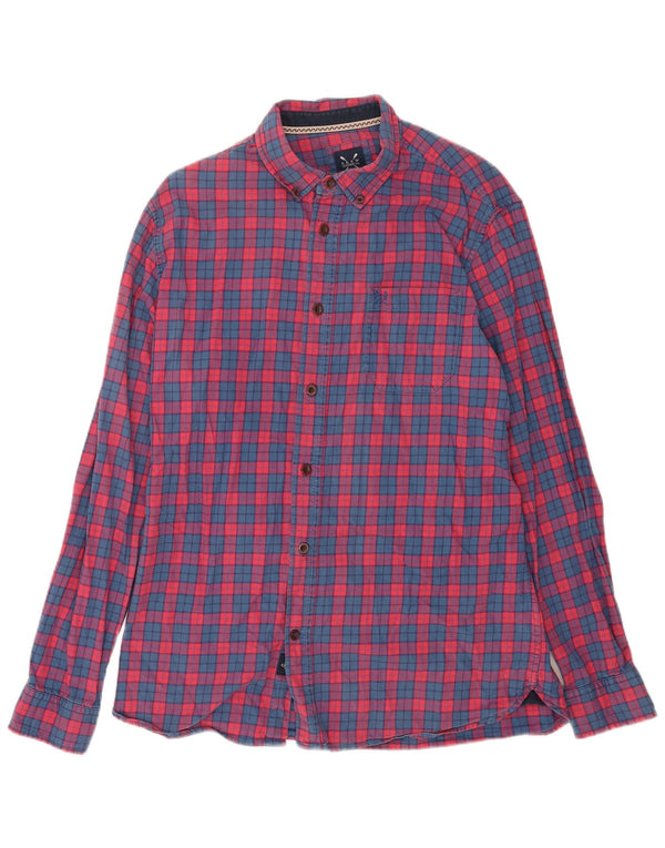 Crew Clothing Camisa de franela ajustada para hombre Algodón a cuadros rojos grandes