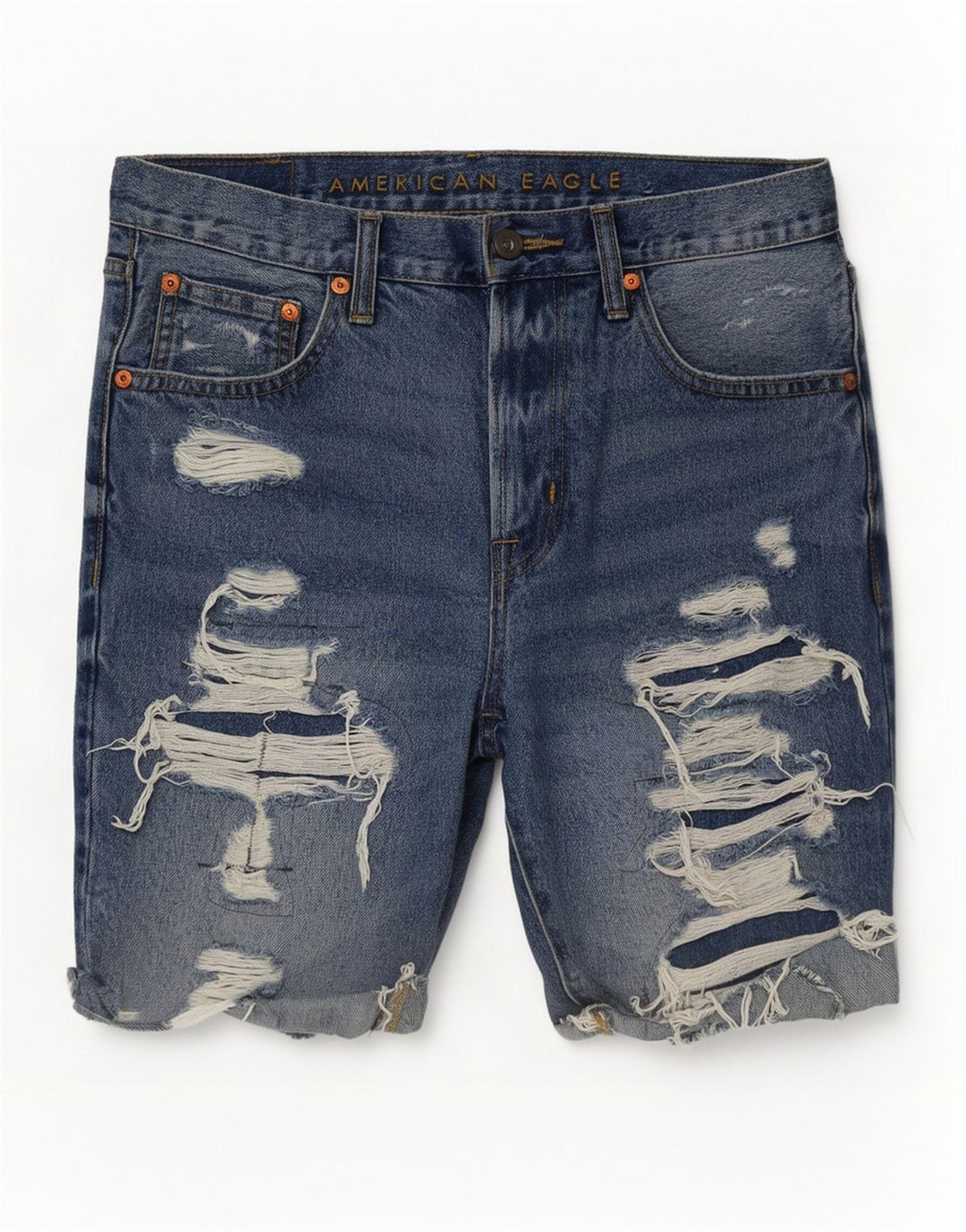 American Eagle Pantalones cortos de mezclilla desgastados para hombre W31 Algodón azul medio