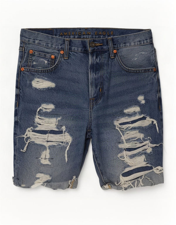 American Eagle Pantalones cortos de mezclilla desgastados para hombre W31 Algodón azul medio