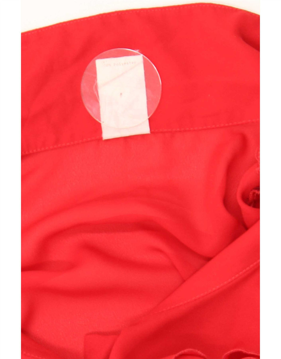 Vintage mujer volante frente camisa blusa Reino Unido 18 XL poliéster rojo