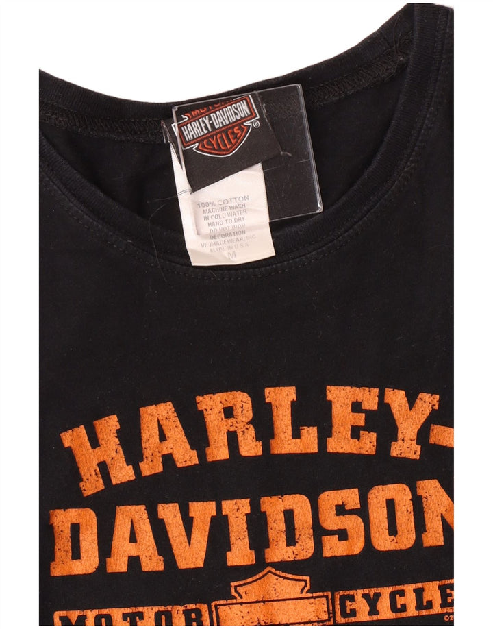 HARLEY DAVIDSON Camiseta gráfica para mujer Top UK 12 Mediano Algodón negro
