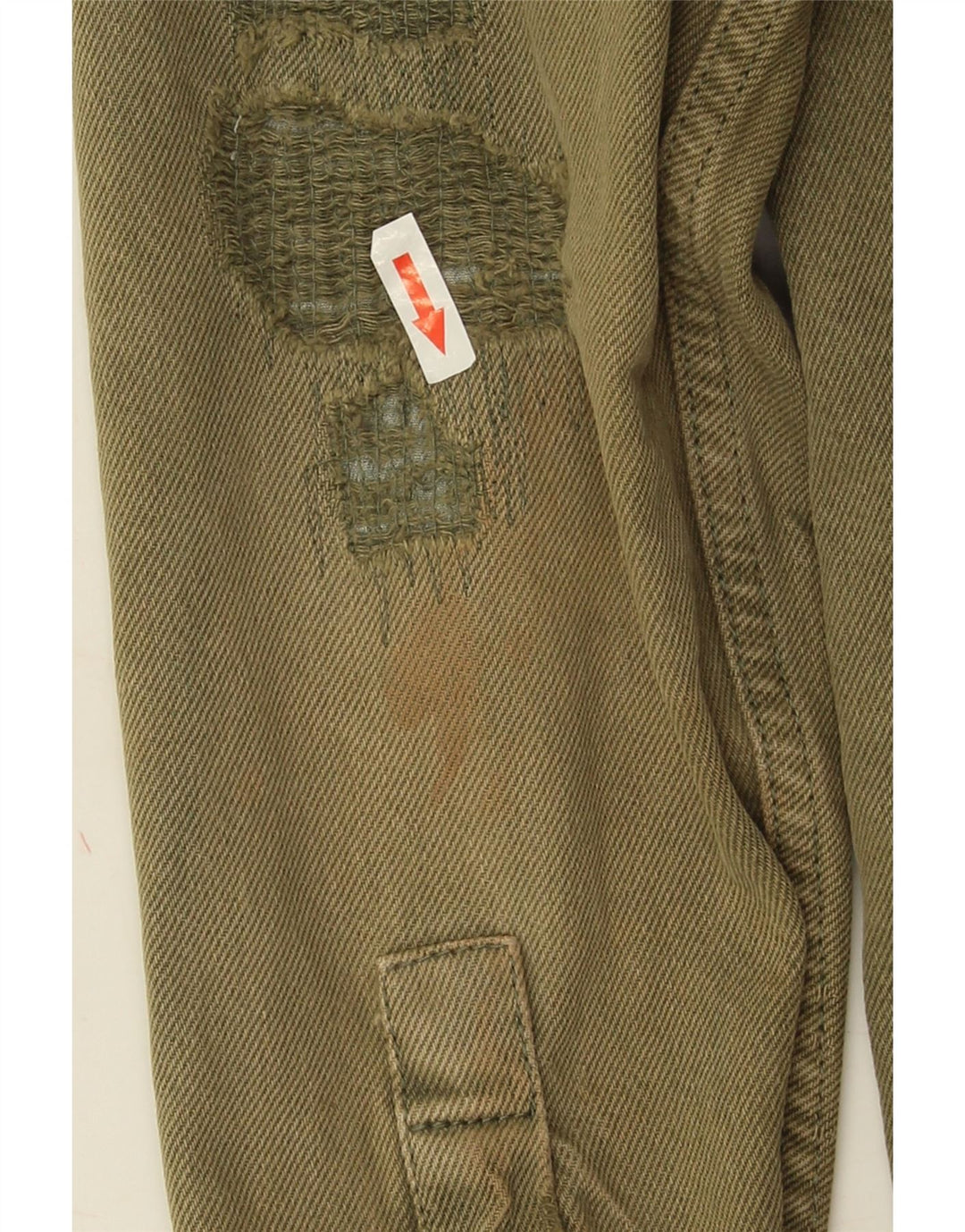 Zara Hombre Camisa Vaquera Desgastada De Corte Relajado Algodón Caqui Medio