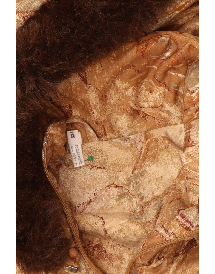 VINTAGE Mujer Con Capucha Cortavientos Abrigo Tamaño 22 3XL Beige Geométrico