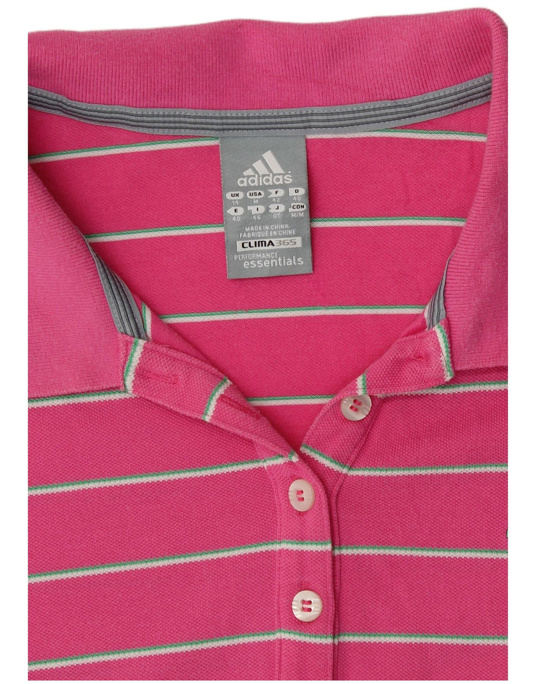 ADIDAS Polo Clima 365 para mujer Reino Unido 14 Mediano Rosa Rayas