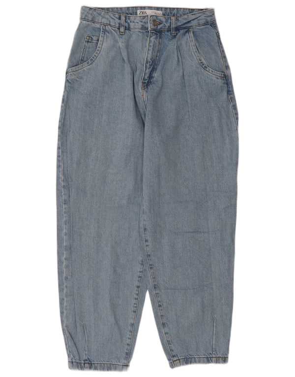 Zara Vaqueros De Cintura Alta Con Globos Para Mujer UK 36 XS W26 L27 Algodón Azul