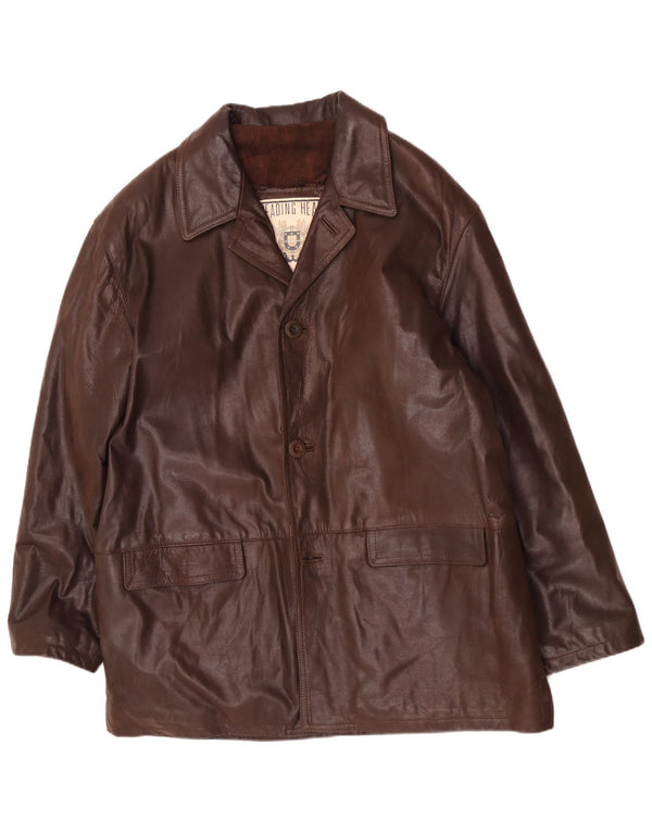 Chaqueta de cuero vintage para hombre IT 54 2XL Marrón