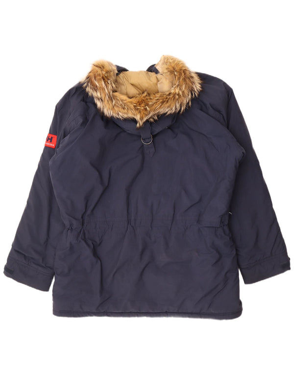 Helly Hansen Chaqueta parka holgada con capucha para hombre UK 40 Large Nylon azul marino