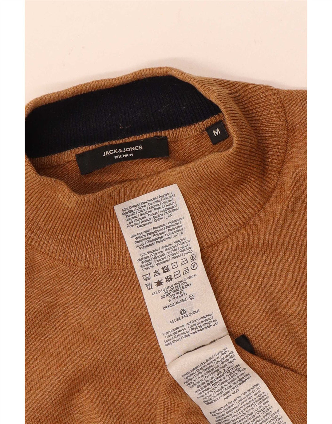 Jersey Jack & Jones Hombre con Cuello Alto de Algodón Marrón Medio