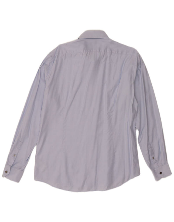 Calvin Klein Camisa ajustada para hombre Talla 42 16 1/2 Algodón azul grande