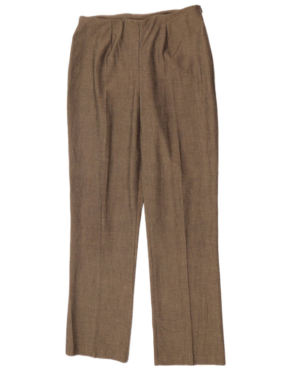 Marks & Spencer Pantalones de traje de cintura alta para mujer UK 12 Medium W26 L28 Caqui