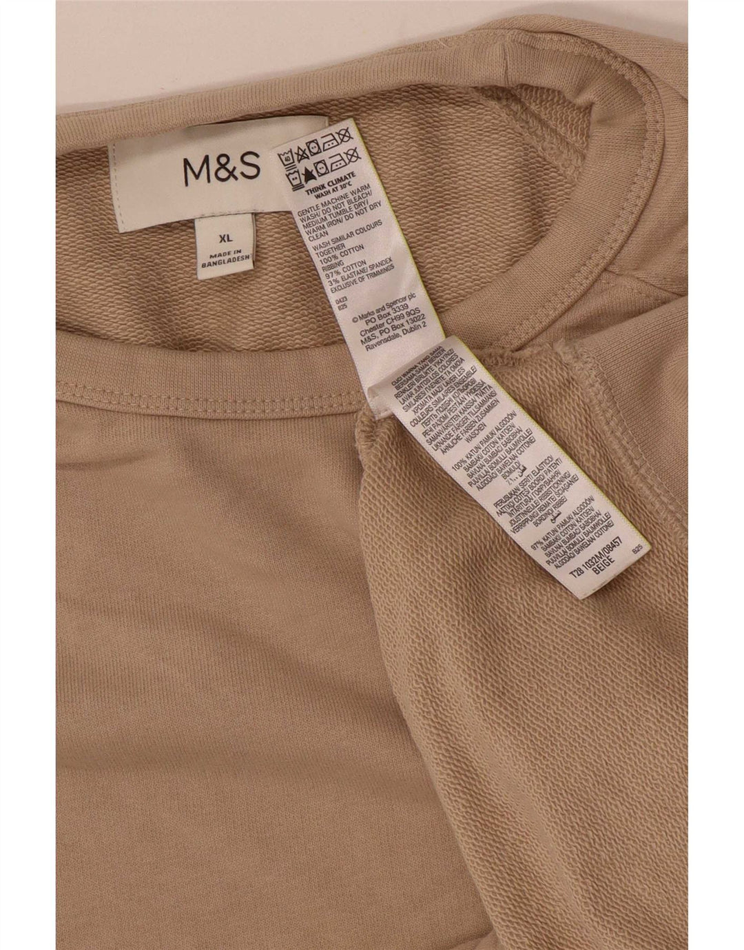Marks & Spencer Hombre Sudadera Jumper XL Beige Algodón
