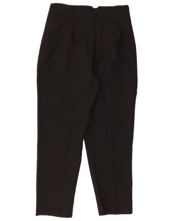Zara Mujer Pantalones De Traje Cónicos De Cintura Alta Grande W30 L26 Poliéster Negro