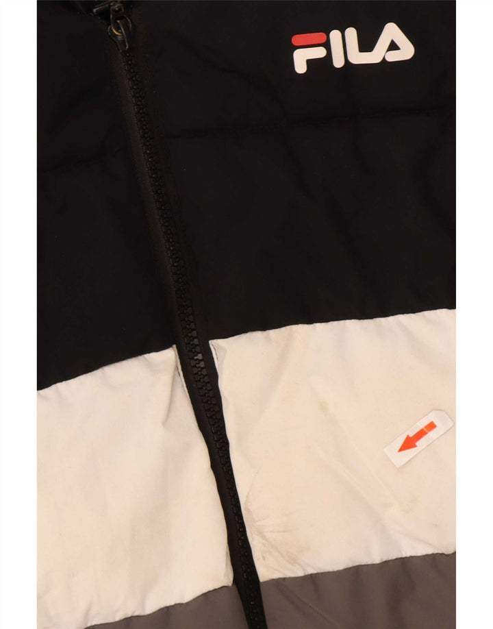 Fila Chaqueta acolchada con gráfico para niños 12-13 años Poliéster color block negro