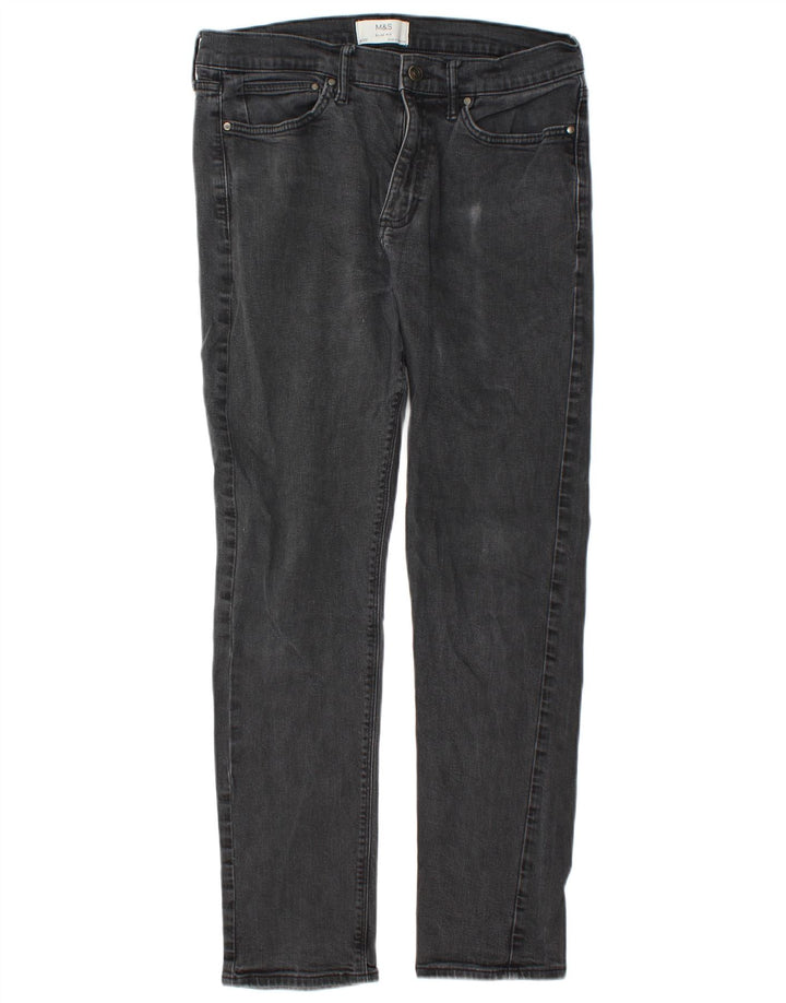 Marks & Spencer Vaqueros ajustados para hombre W34 L33 Algodón negro