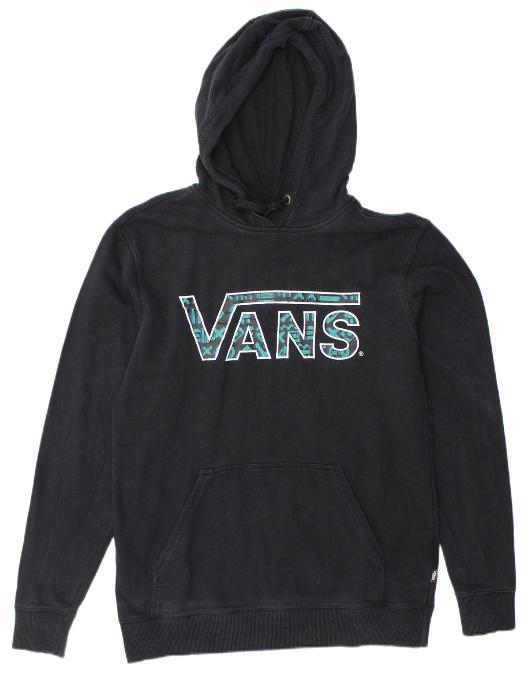 VANS Mens Graphic Hoodie Jumper Small Black Cotton