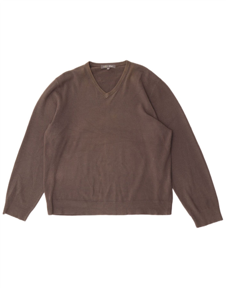 MARKS & SPENCER Jersey con cuello en V para hombre XL Acrílico gris