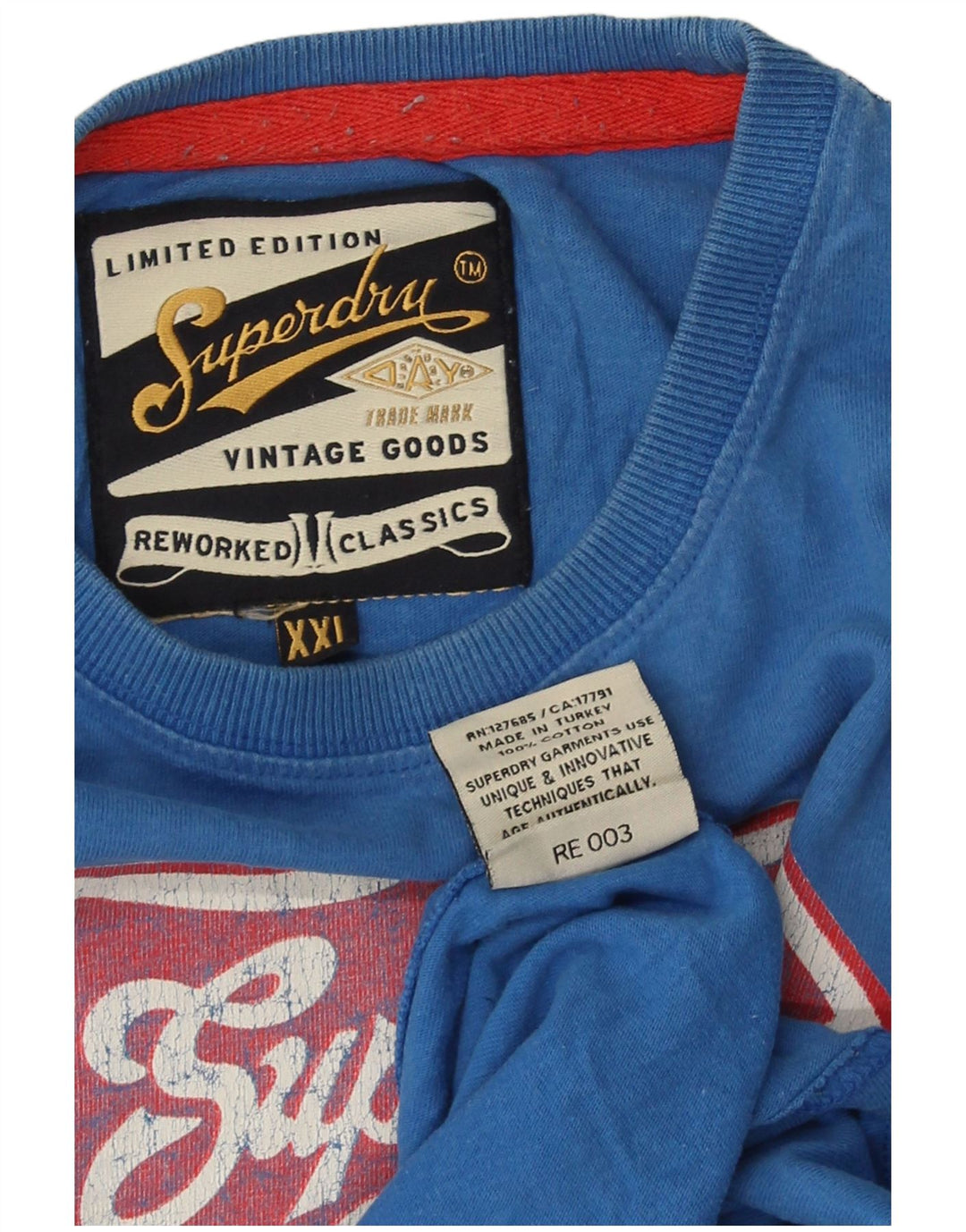 Superdry Camiseta gráfica para hombre Top 2XL Algodón azul