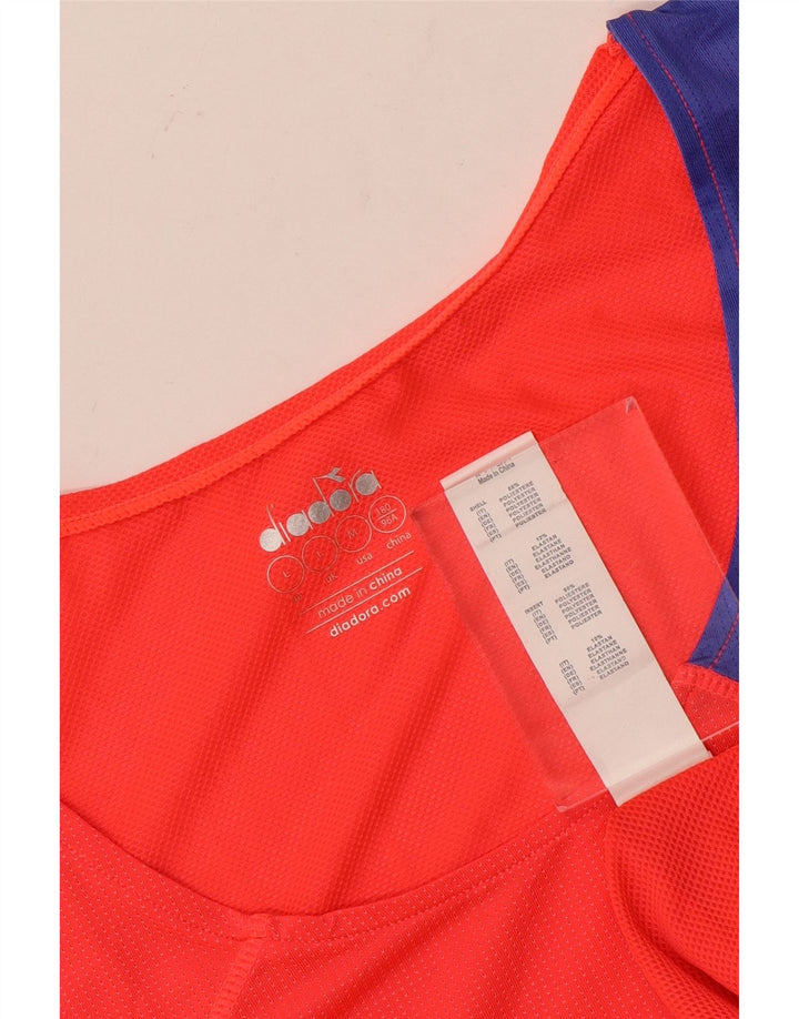 DIADORA Camiseta sin mangas para mujer UK 46 Large Rojo Colorblock Poliéster
