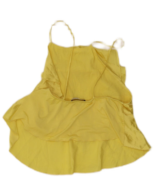 Zara Mujer Top Sin Mangas Escalonado UK 8 Small Amarillo