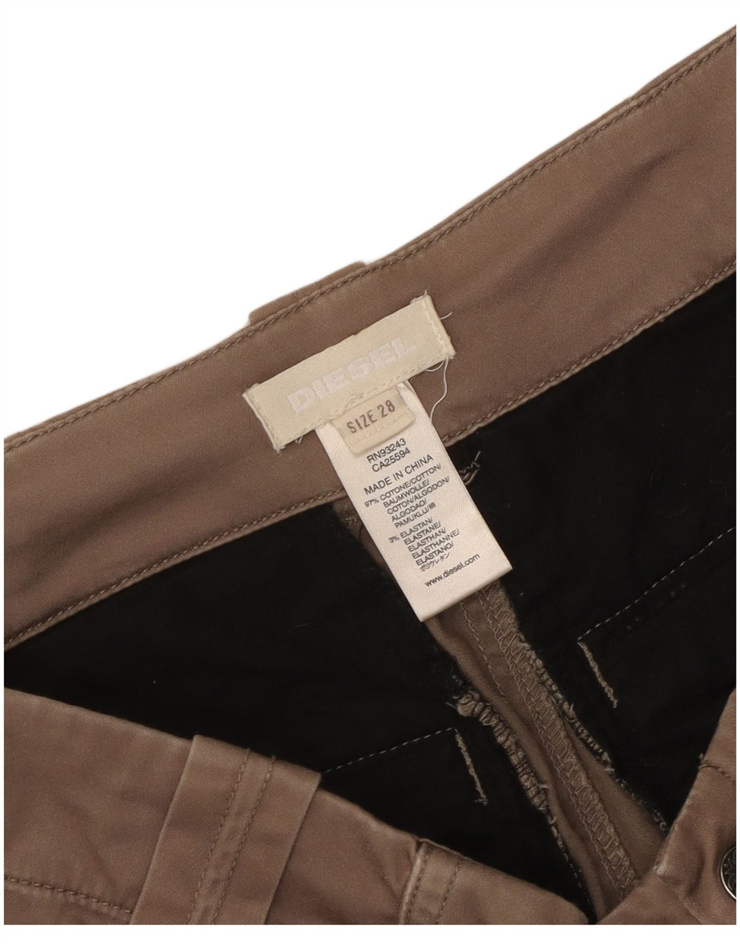 Pantalones Diesel Mujer Slim Cargo W28 L33 Algodón Marrón