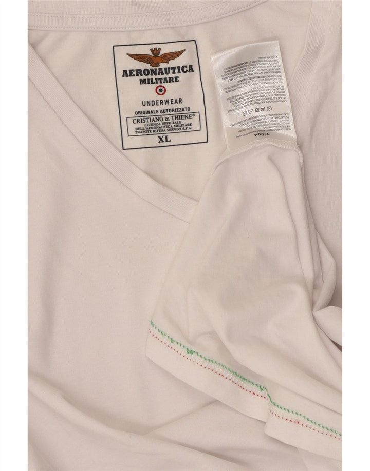 AERONAUTICA MILITARE Camiseta Mujer Top UK 40 XL Algodón Blanco