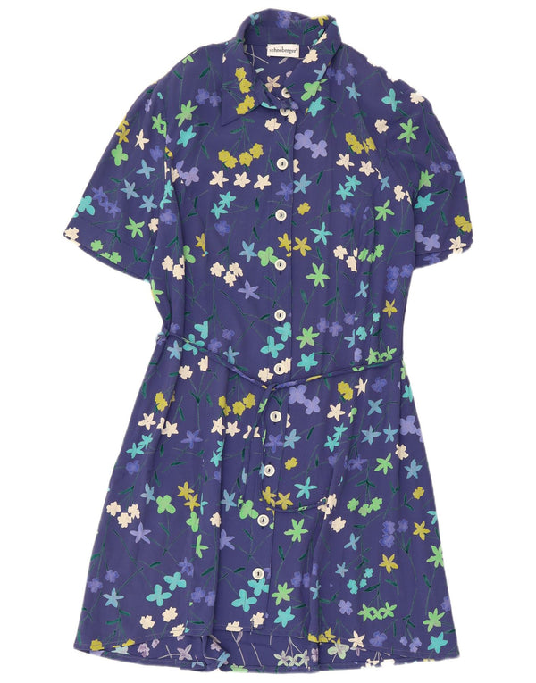 Schneberger Vestido camisero de manga corta para mujer UK 40 XL Azul Floral