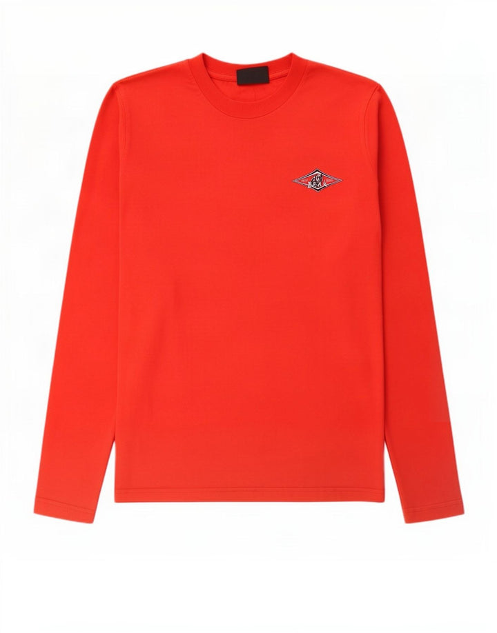 Bear Mens Graphic Top Manga Larga Pequeño Algodón Rojo