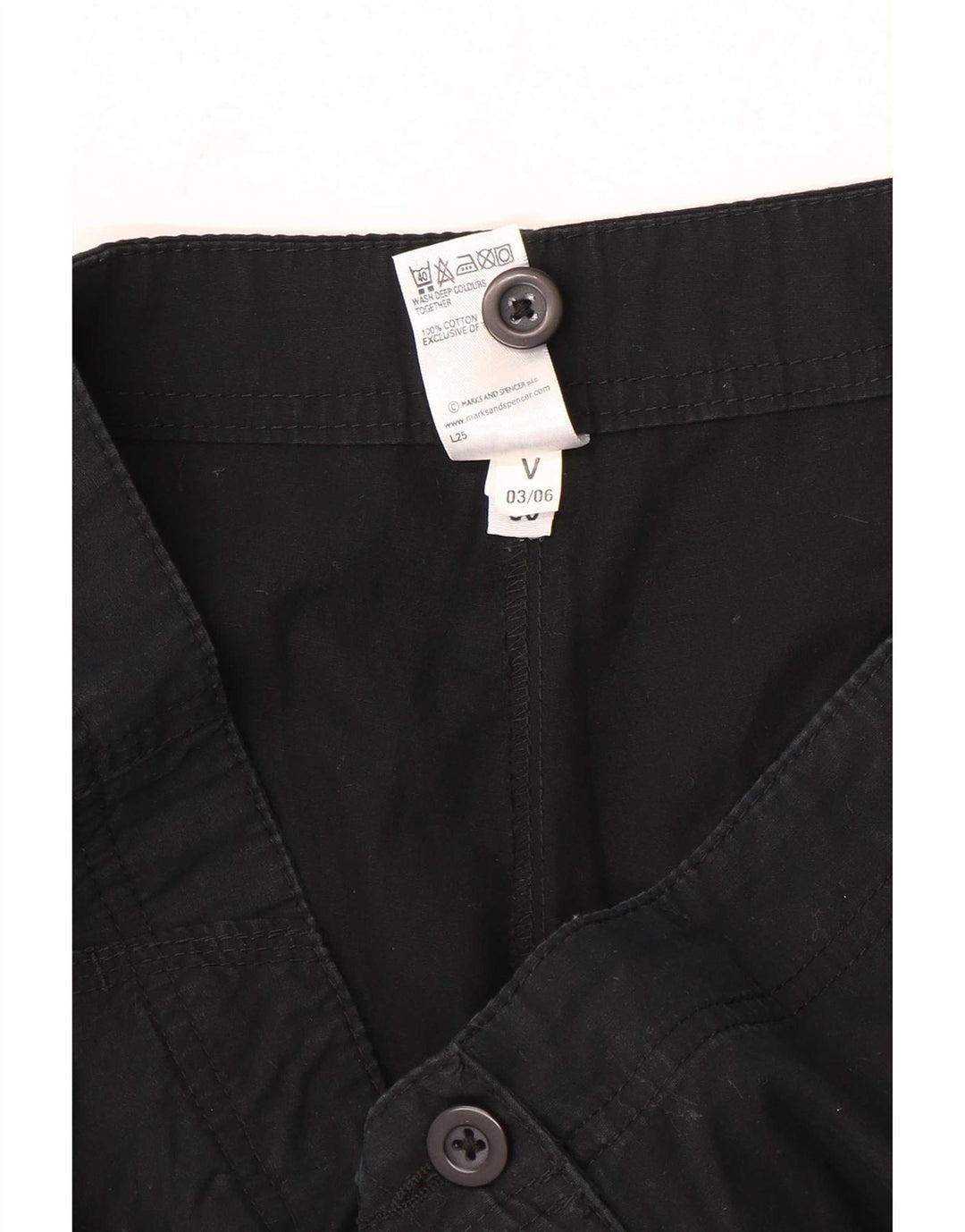 Marks & Spencer Pantalones cortos casuales para mujer UK 12 Medium W30 Algodón negro