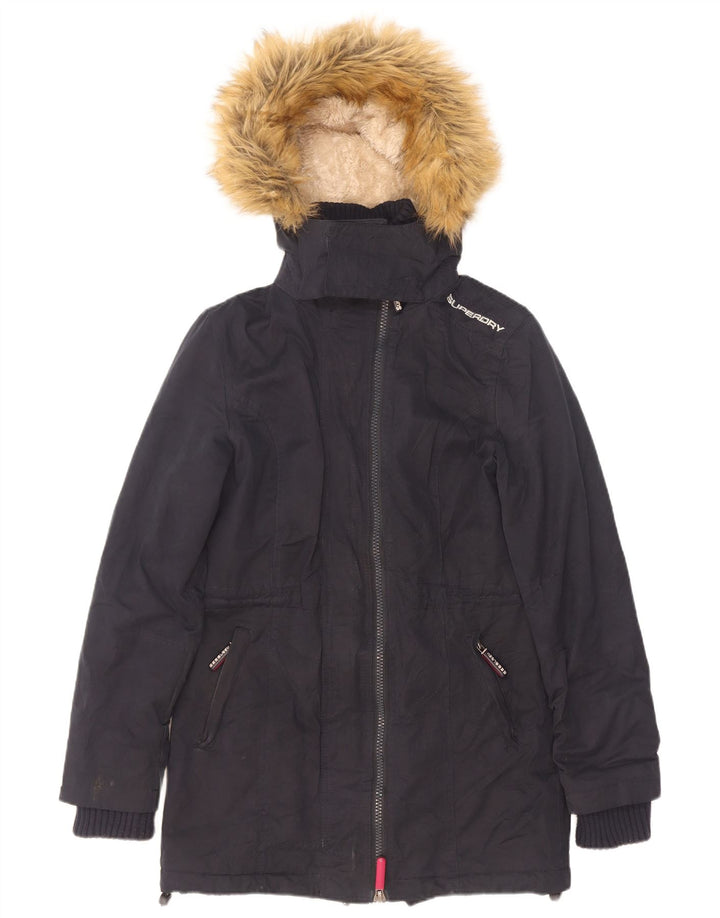 Superdry Chaqueta Parka Sherpa con Capucha para Mujer UK 40 Small Poliéster Azul Marino
