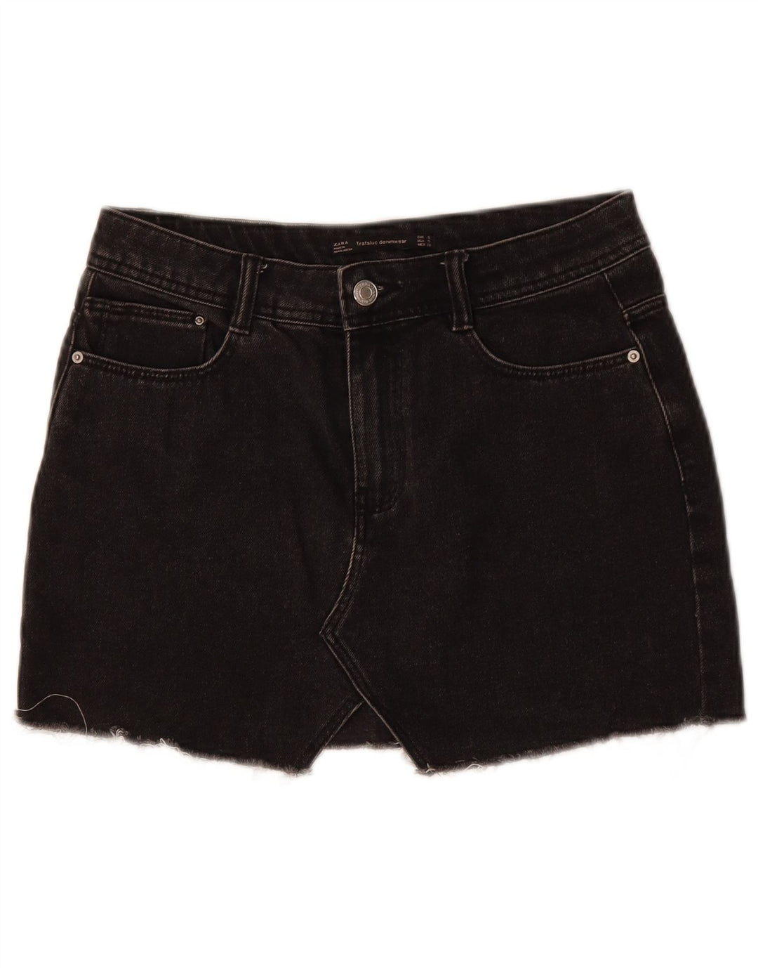 ZARA Womens Denim Skirt Small W27  Black Cotton