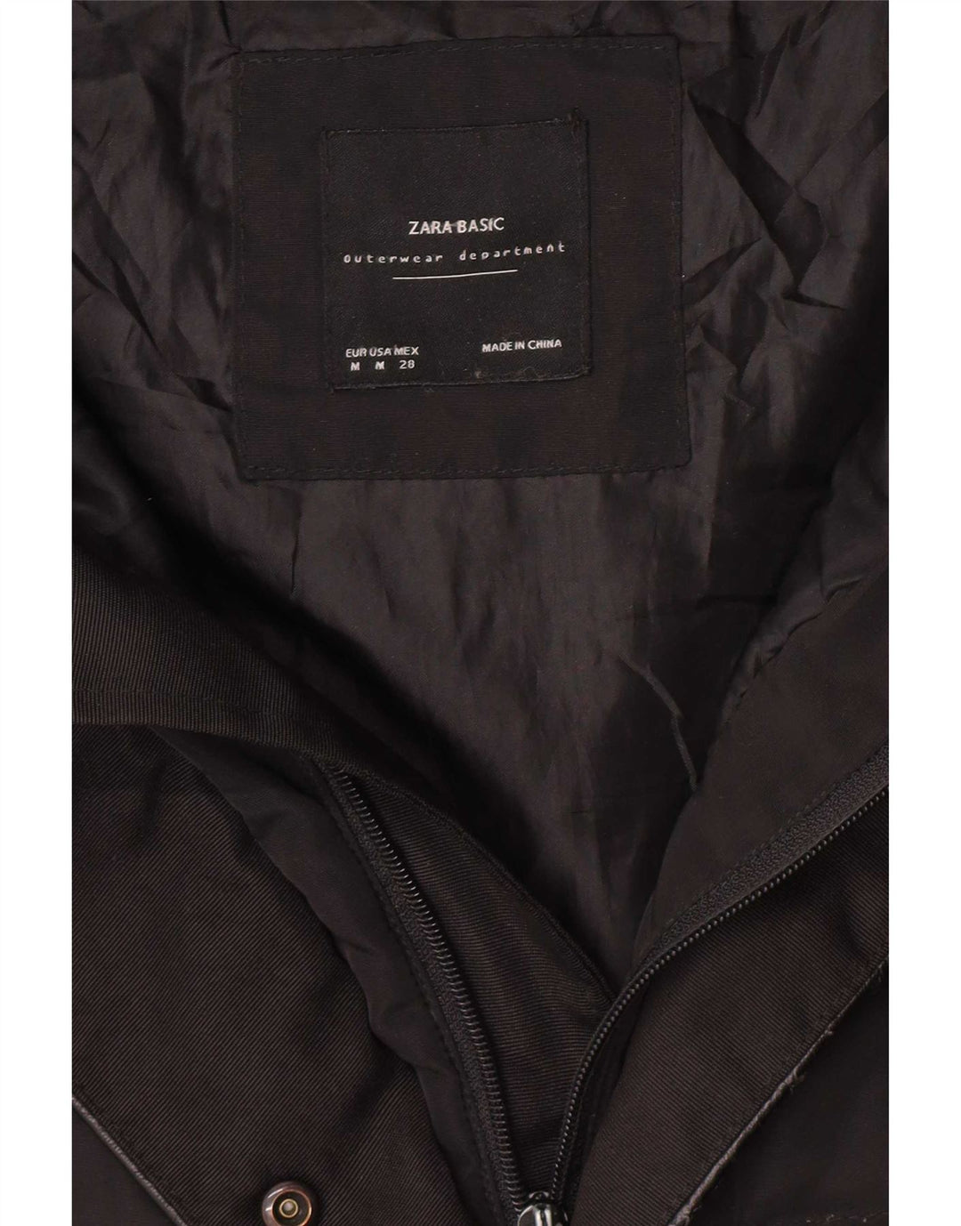 Zara Mujer Abrigo Acolchado Con Capucha UK 44 Medium Negro