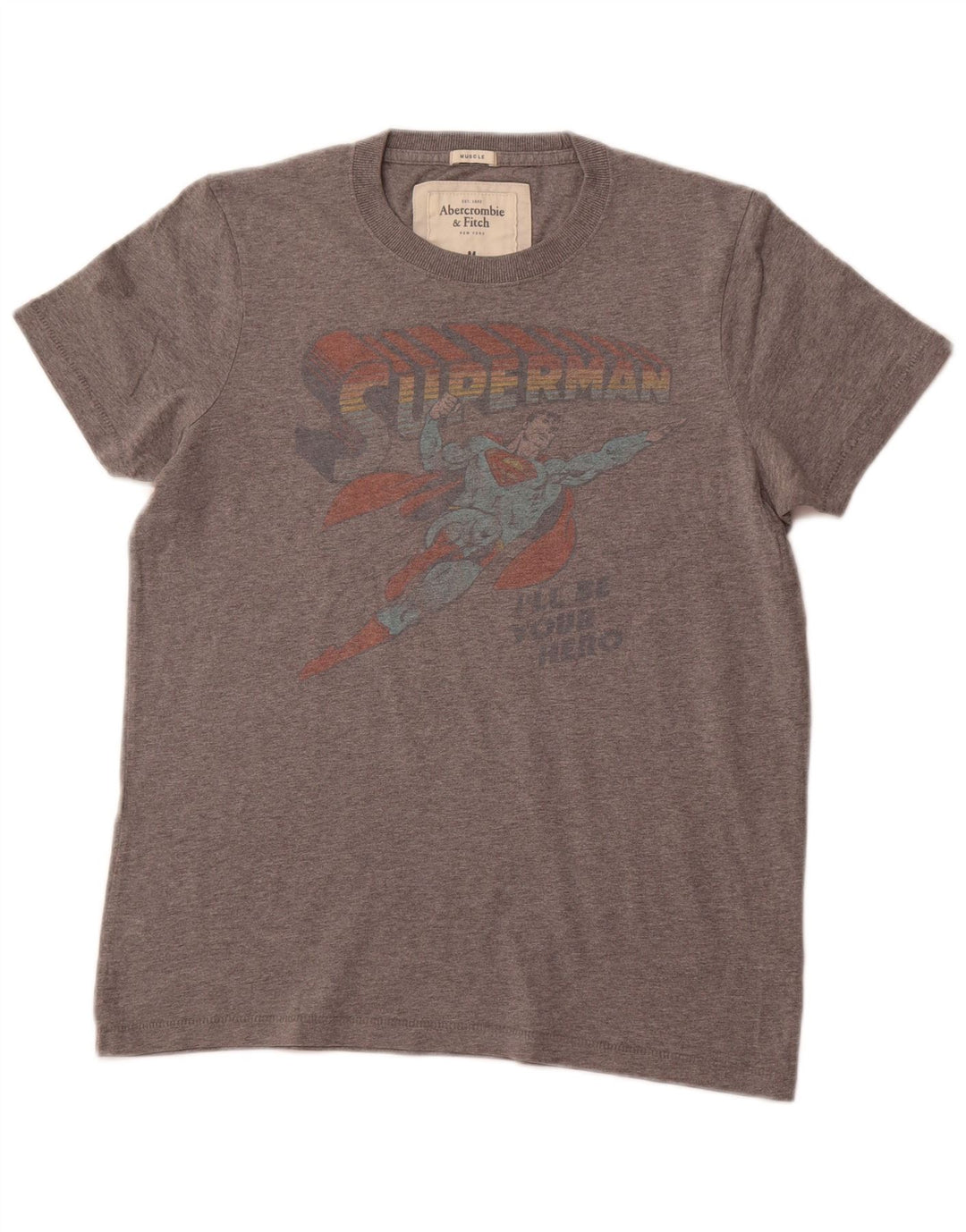 ABERCROMBIE & FITCH Camiseta con gráfico muscular para hombre Top de algodón gris medio