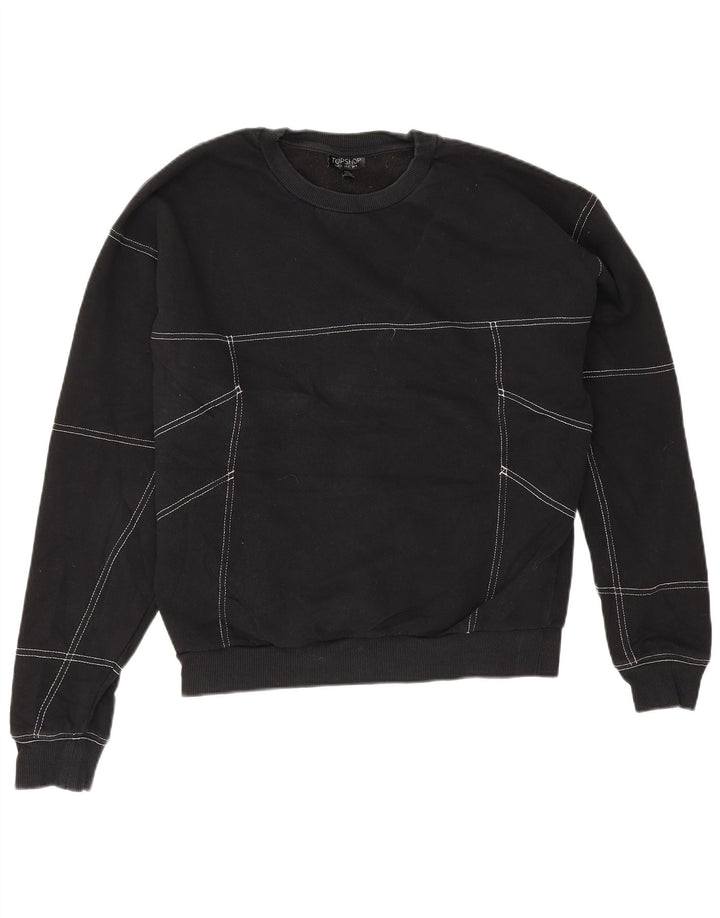 Topshop - Sudadera extragrande para mujer, talla 8, talla pequeña, algodón negro