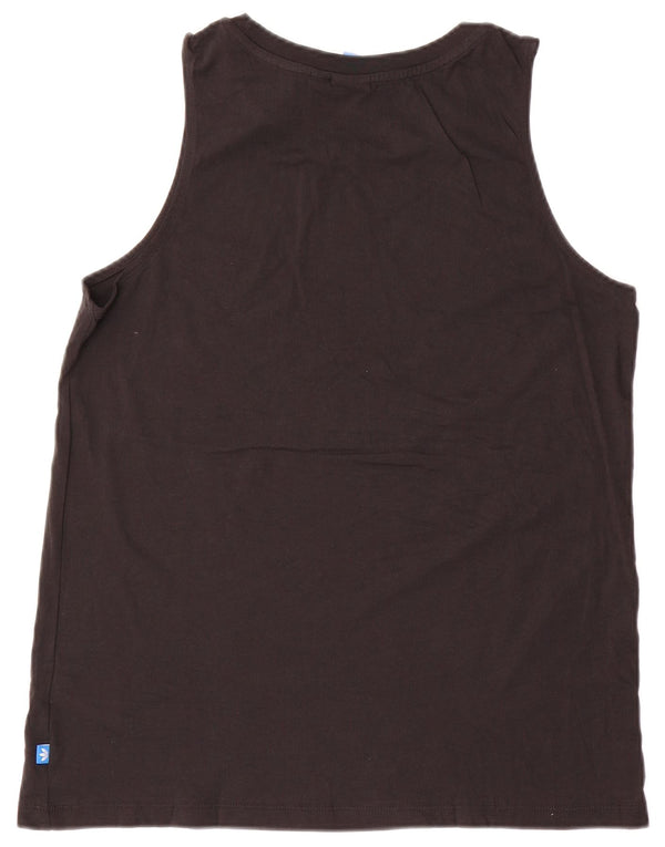 Adidas Womens Graphic Vest Top UK 12 Medium Black Colourblock Cotton