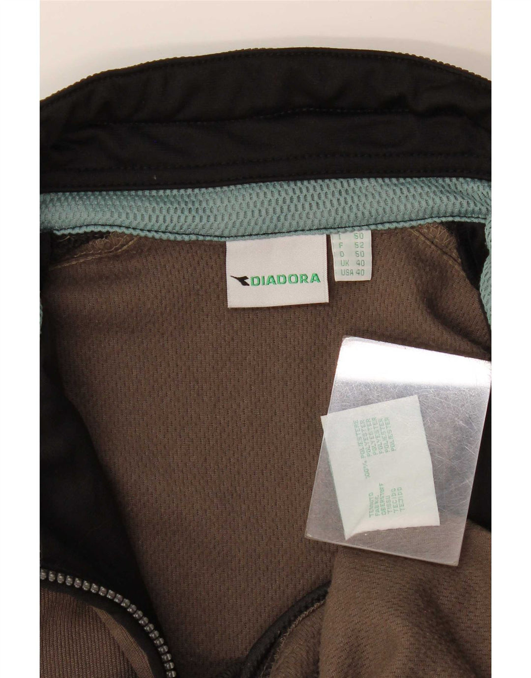 Diadora Chaqueta de chándal para hombre ES 40 Medium Caqui Poliéster color block