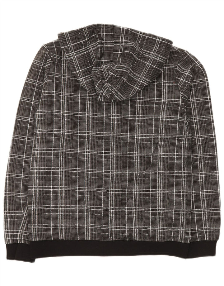 Freddy Suéter con capucha y cremallera gráfica para mujer UK 10 Small Grey Check Cotton