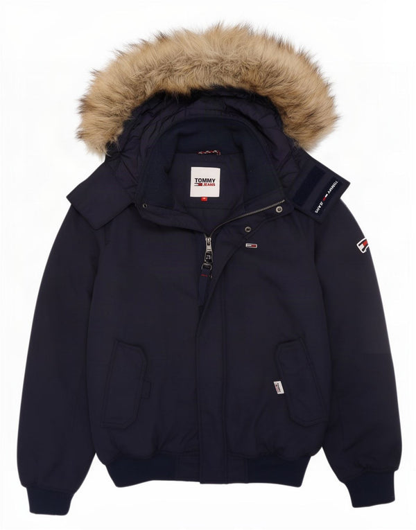 Tommy Hilfiger Chaqueta acolchada con capucha para hombre UK 34 XS Poliéster azul marino