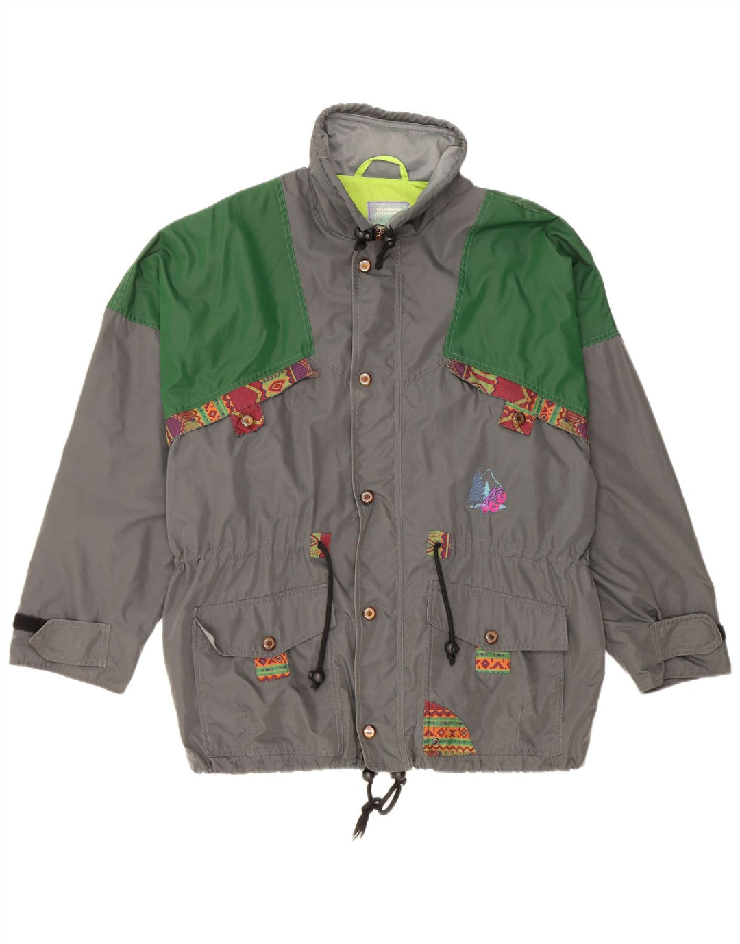 Vintage hombres suelta ajuste chaqueta utilitaria Reino Unido 38 poliamida gris medio