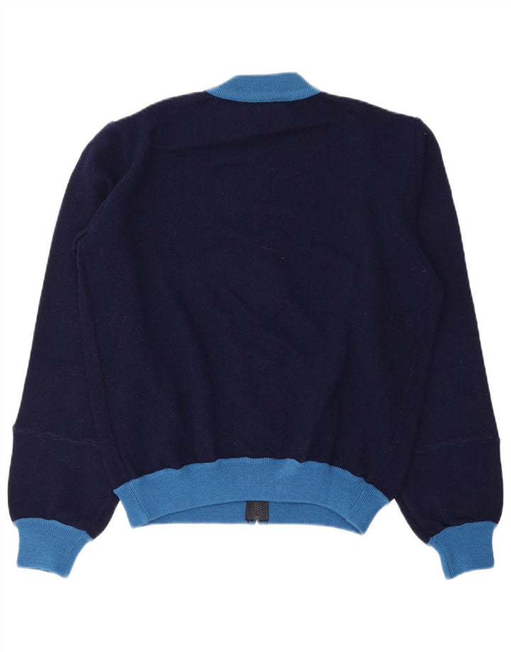 Vintage hombres chándal top chaqueta pequeña azul marino colorblock