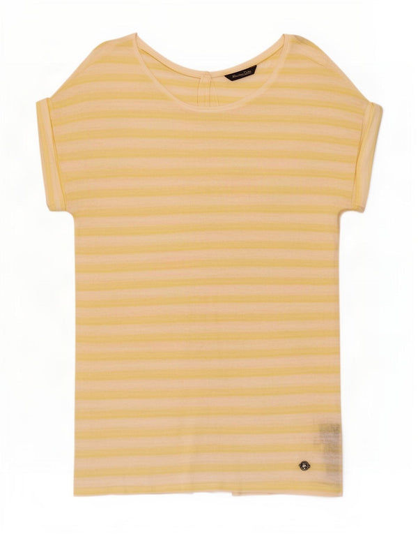 Massimo Dutti Blusa Camisa Manga Corta Mujer UK 40 XL Rayas Amarillas