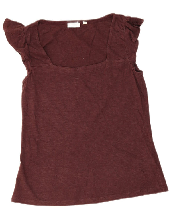 Blusa para mujer Fat Face Top UK 10 Small Borgoña Algodón