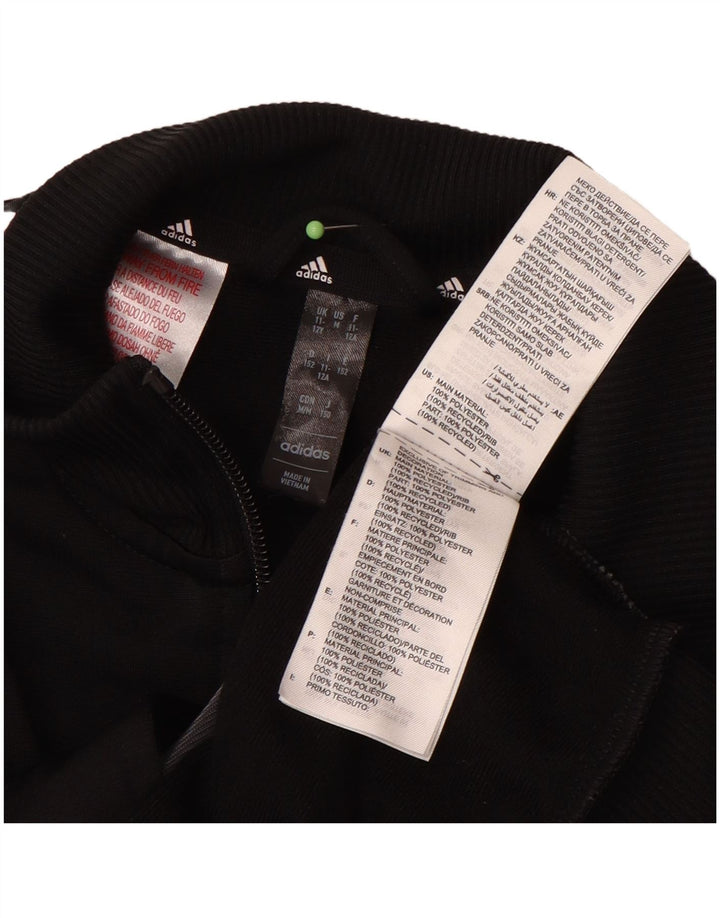 ADIDAS Boys Tracksuit Top Jacket 11-12 Years Black Colourblock Polyester