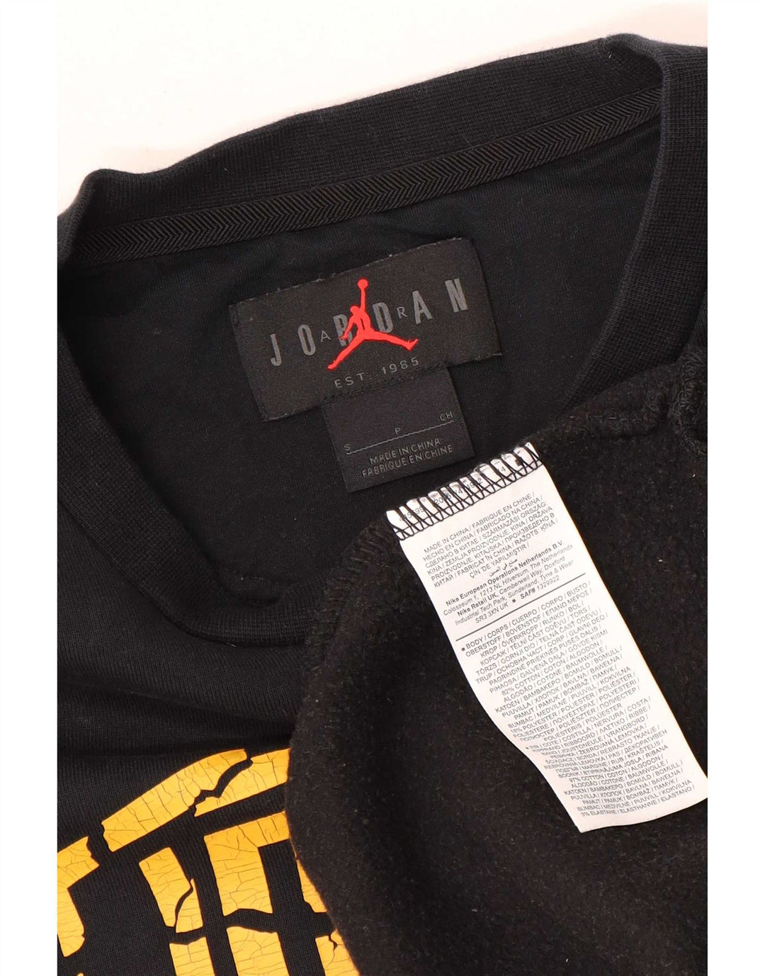Jordan Mens Graphic Sudadera Jumper Pequeño Algodón Negro